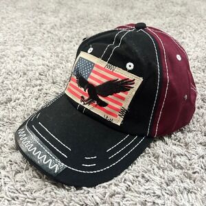 Mens Patriotic Eagle American Flag Baseball Cap Black Red White Adjustable